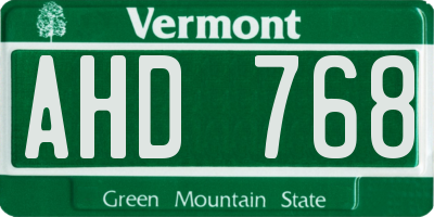VT license plate AHD768