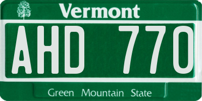 VT license plate AHD770