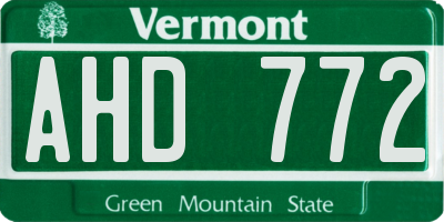 VT license plate AHD772