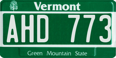 VT license plate AHD773