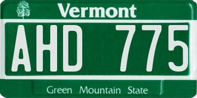 VT license plate AHD775