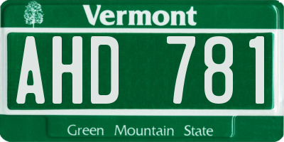 VT license plate AHD781
