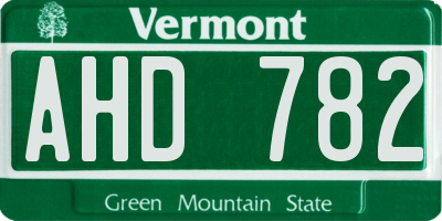 VT license plate AHD782