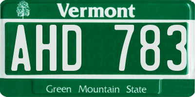 VT license plate AHD783