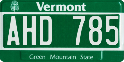 VT license plate AHD785