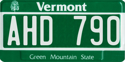 VT license plate AHD790
