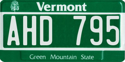 VT license plate AHD795