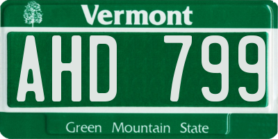 VT license plate AHD799