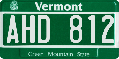 VT license plate AHD812