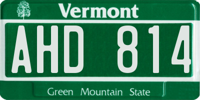 VT license plate AHD814
