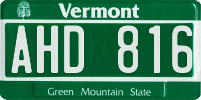 VT license plate AHD816