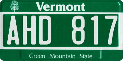 VT license plate AHD817