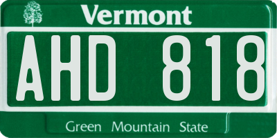 VT license plate AHD818