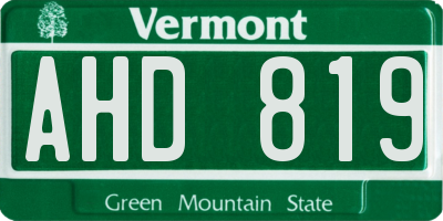 VT license plate AHD819