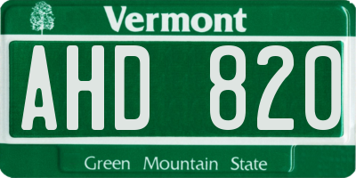 VT license plate AHD820