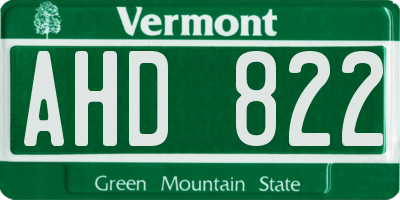 VT license plate AHD822