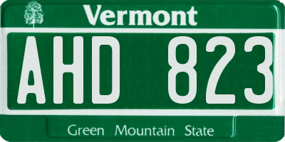 VT license plate AHD823
