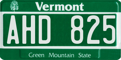 VT license plate AHD825
