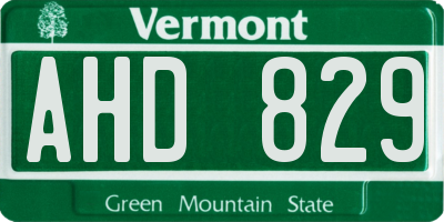 VT license plate AHD829