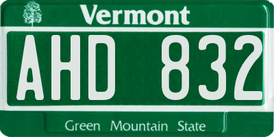 VT license plate AHD832
