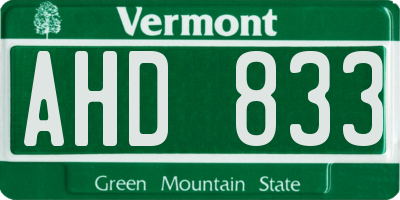 VT license plate AHD833