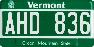 VT license plate AHD836