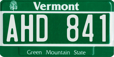 VT license plate AHD841