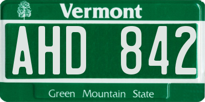 VT license plate AHD842