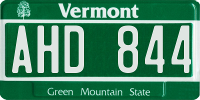VT license plate AHD844