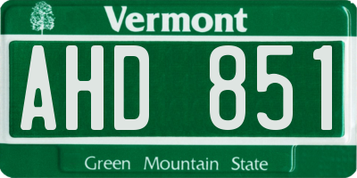 VT license plate AHD851