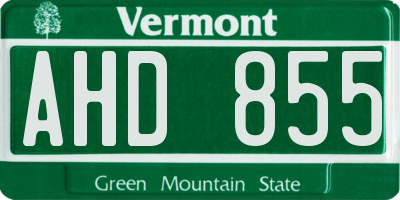 VT license plate AHD855