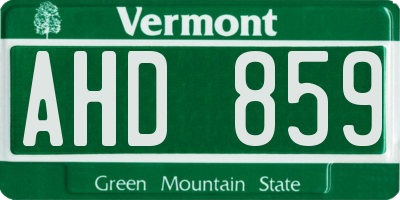 VT license plate AHD859