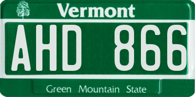 VT license plate AHD866