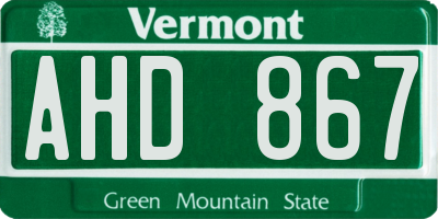 VT license plate AHD867