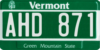 VT license plate AHD871