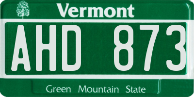 VT license plate AHD873