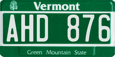 VT license plate AHD876