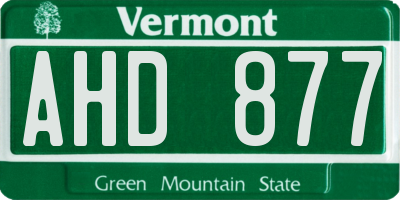 VT license plate AHD877