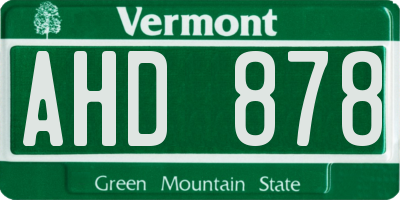 VT license plate AHD878