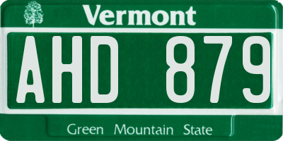 VT license plate AHD879