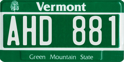 VT license plate AHD881