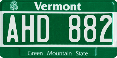 VT license plate AHD882