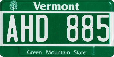 VT license plate AHD885