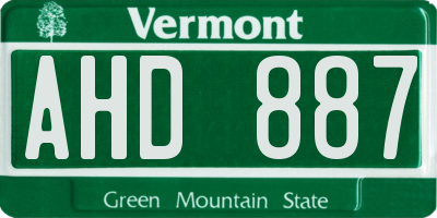 VT license plate AHD887