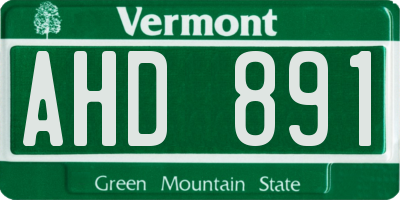 VT license plate AHD891