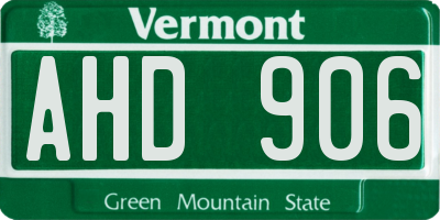 VT license plate AHD906