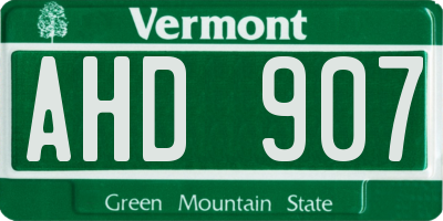 VT license plate AHD907
