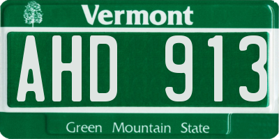VT license plate AHD913