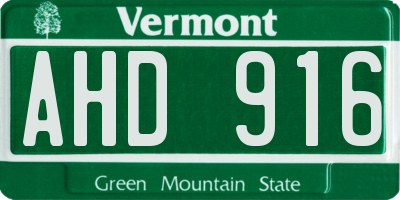 VT license plate AHD916