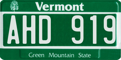 VT license plate AHD919